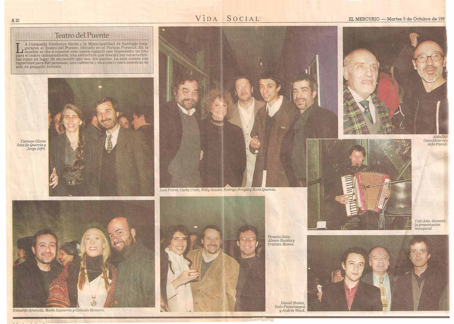 Inauguración 1998 - El Mercurio - martes 5 octubre, 1999
